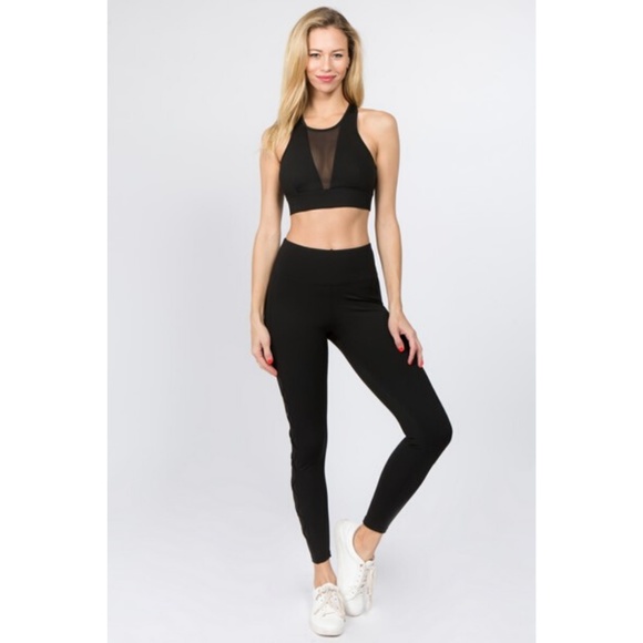 Active Lace-Up Mesh Side Workout Leggings Black - Picture 3 of 6